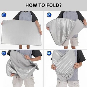 Tesla Model Y 2020–2023 Tavan Penceresi Güneşlik Katlanabilir UV Isı Yalıtımlı Çantalı Dış Gri İç Siyah