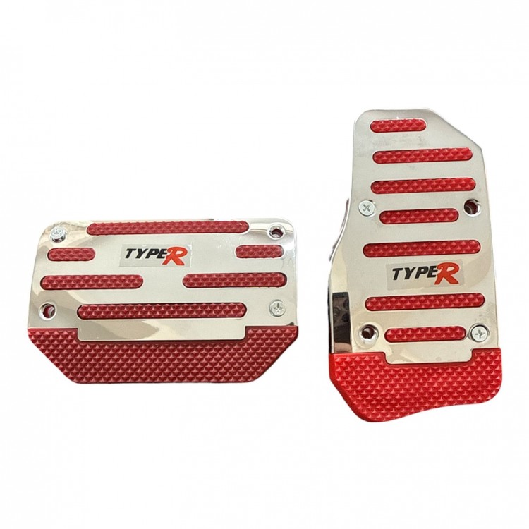 Universal Otomatik Metal Pedal Seti 2 Parça Krom Kırmızı Universal Otomatik Metal Pedal Seti 2 Parça Krom Kırmızı