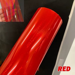 Petek Desenli 3D Colormatik Far Filmi Stop Folyosu 1mx30cm Kırmızı