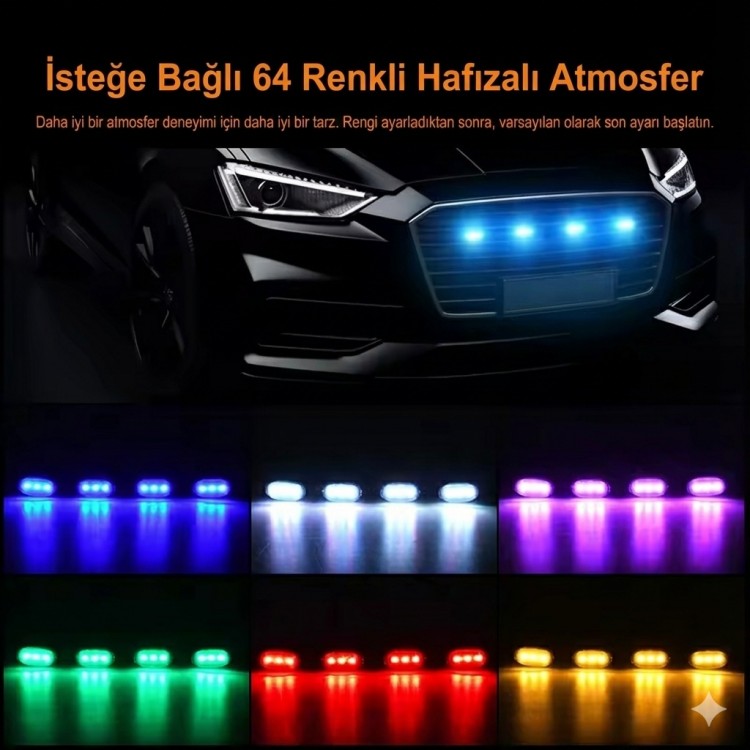 RGB APP Telefon Kontrollü SUV Off-Road Ön Izgara Panjur LED Aydınlatma 12V 4'lü Set
