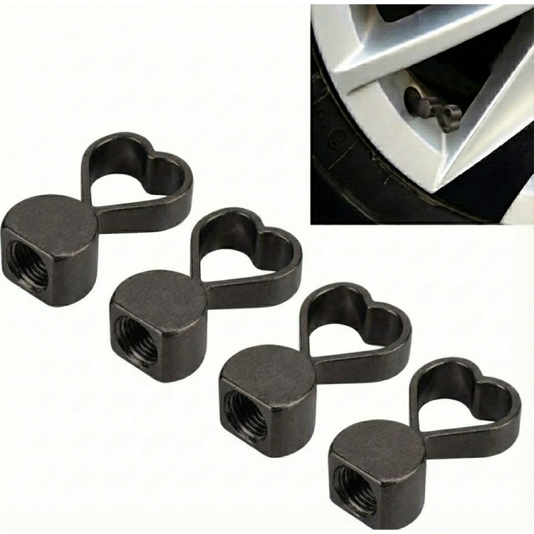 Kalpli Alüminyum Sibop Kapağı 4'lü Set Füme Kalpli Alüminyum Sibop Kapağı 4'lü Set Füme