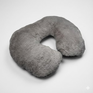 Yumuşak Tüylü Peluş Kürk Seyahat Boyun Yastığı Gri
