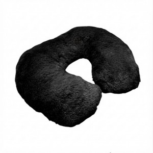 Yumuşak Tüylü Peluş Kürk Seyahat Boyun Yastığı Siyah
