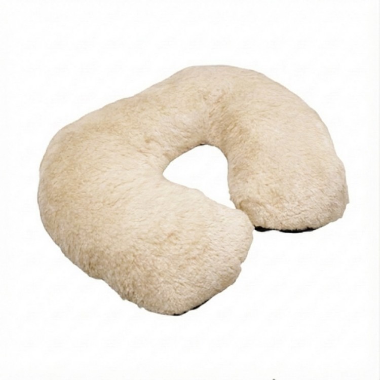 Yumuşak Tüylü Peluş Kürk Seyahat Boyun Yastığı Bej