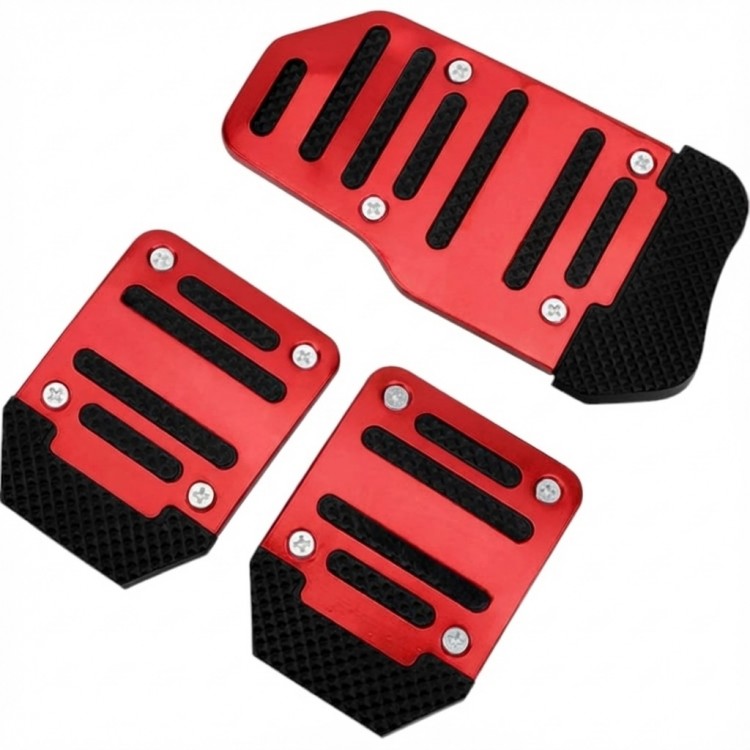 Universal Manuel Metal Pedal Seti 3 Parça Kırmızı