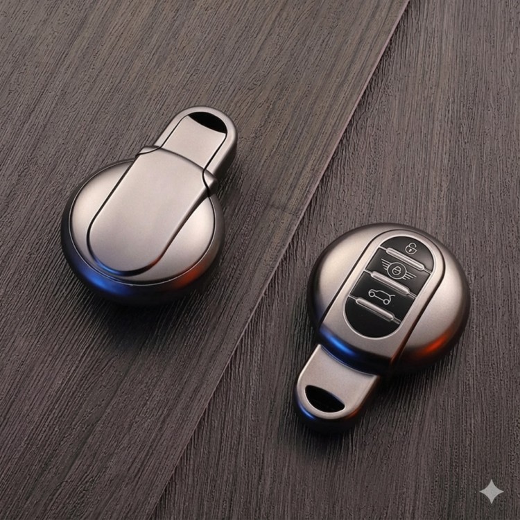 Mini Cooper-S Uyumlu Smart 3 Buton Silikon Oto Anahtar Kumanda Kabı Kılıf Gri