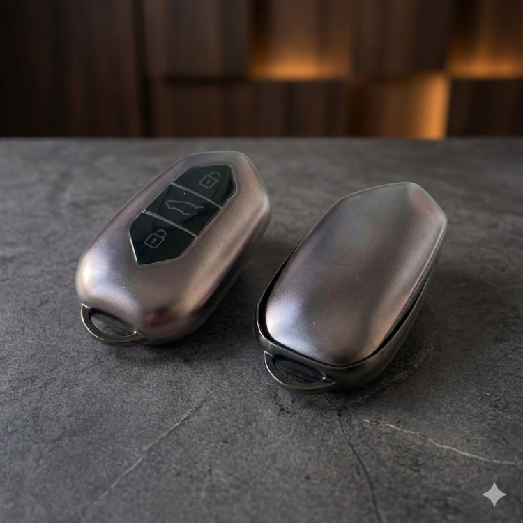 TOGG Uyumlu Smart 3 Buton Silikon Oto Anahtar Kumanda Kabı Kılıf Gri