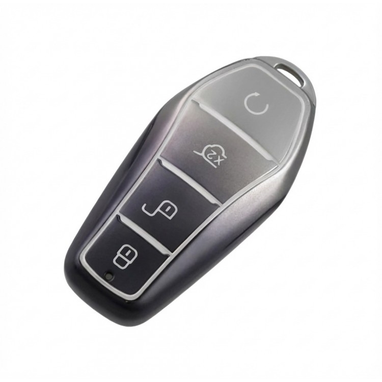 BYD Uyumlu Smart 3 Buton Silikon Oto Anahtar Kumanda Kabı Kılıf Gri