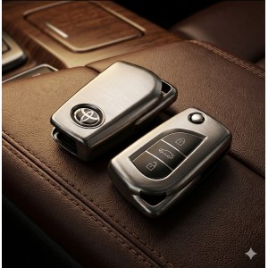 Toyota Corolla - Auris - Yaris - Avensis Uyumlu Smart 3 Buton Silikon Oto Anahtar Kumanda Kabı Kılıf Gri