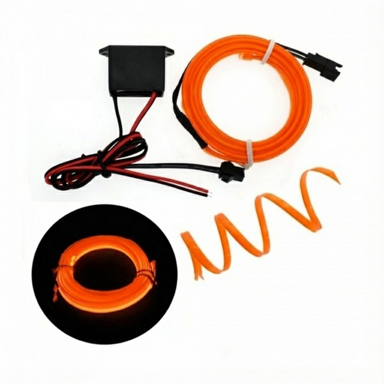 Fitilli İp Neon Led Torpido Şeridi 1 Metre Turuncu Fitilli İp Neon Led Torpido Şeridi 1 Metre Turuncu