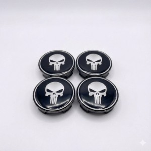 Beyaz Punisher Damla Geçme Jant Göbek Kapağı 4’lü Set 55/58mm Siyah