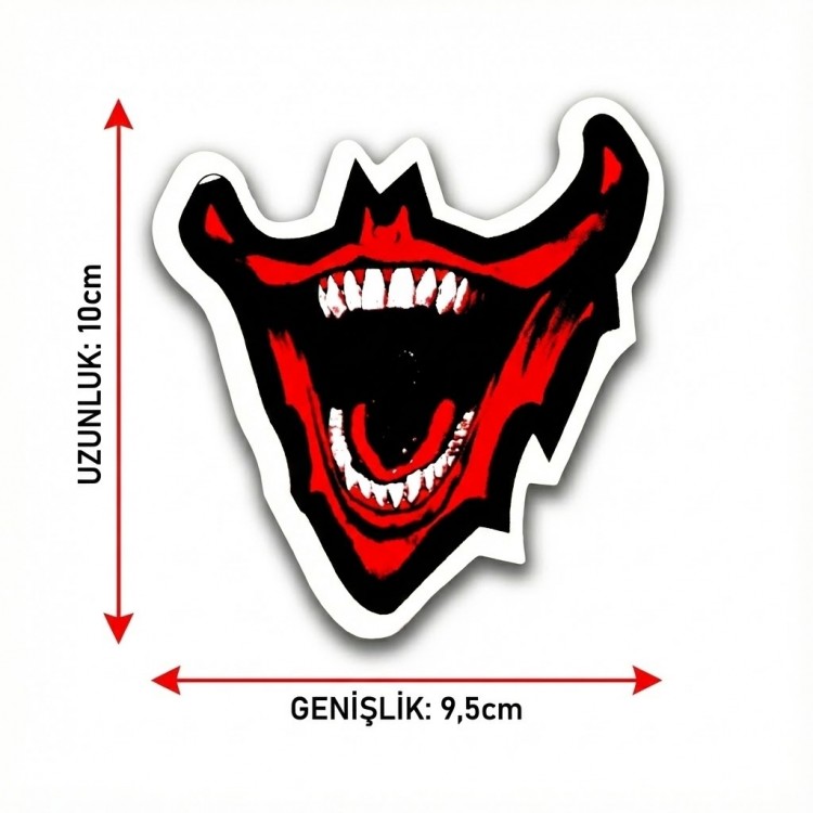 Kırmızı Gülen Joker Oto Stickeri 10x9,5cm