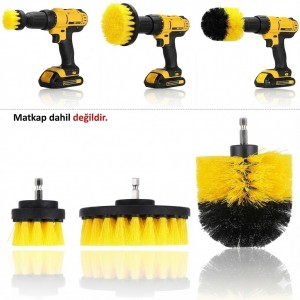 Matkap Ucuna Takılan Temizlik Fırçası Seti 3'lü Sarı Siyah