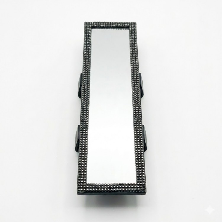 Kristal Taşlı İç Dikiz Aynası Tırnaklı Ayna 29,5x7cm Gümüş