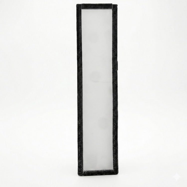 Kristal Taşlı İç Dikiz Aynası Tırnaklı Ayna 29,5x7cm Siyah