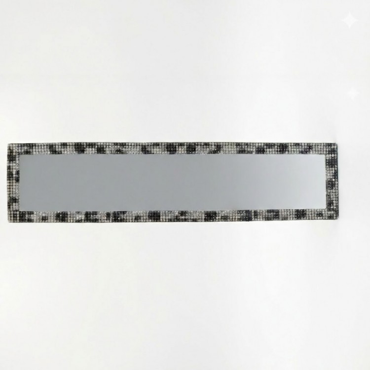 Kristal Taşlı İç Dikiz Aynası Tırnaklı Ayna 29,5x7cm Leopar Desenli