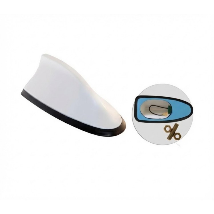 Balina Anten Köpekbalığı Yüzgeci Tavan Anteni Kablolu Silikon Tabanlı Beyaz