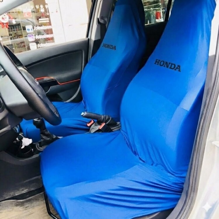 Likralı Kumaş Servis Kılıfı Ön 2'li Honda Yazılı Mavi