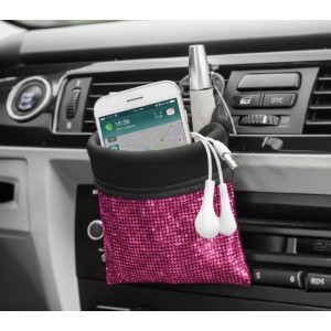 Kristal Taşlı Araç İçi Kese Ceplik Organizer Torpido Yanı Eşya Düzenleyici Kalemlik Telefonluk Pembe