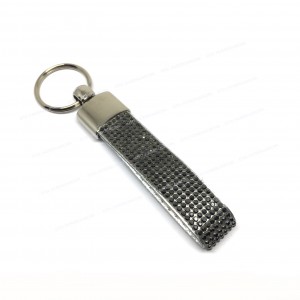 Kristal Taşlı Deri Oto Anahtarlık Füme