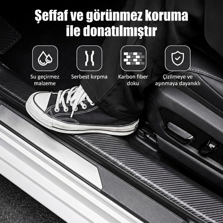 Kapı Eşiği Tampon Bagaj Koruma Folyosu Karbon Folyo 5cmx5m Şeffaf