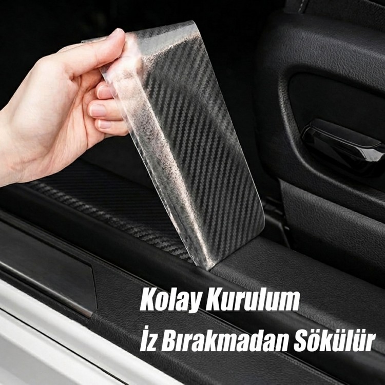 Kapı Eşiği Tampon Bagaj Koruma Folyosu Karbon Folyo 5cmx5m Şeffaf
