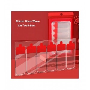 Kolay Açılır Güçlü Çift Taraflı Hazır Kesim Yaprak Bant 60'lı Paket 18x50mm