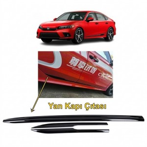Honda Civic FE1 2022 ve Sonrası Siyah Yan Kapı Çıtası 4 Parça