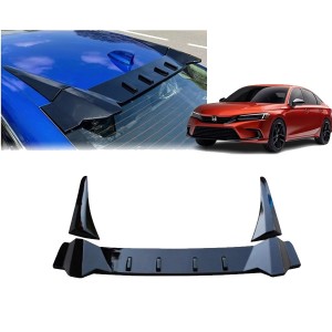 Honda Civic FE1 2022 ve Sonrası Uyumlu Cam Üstü Spoyler Parlak Siyah Piano Black 3 Parça
