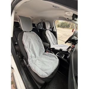 Yumuşak Tüylü Peluş Kürk Serme Oto Ön Koltuk Yüzü Koruyucu Minder Kılıf Çift Yön 2'li Gri