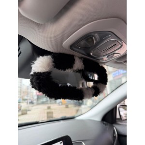 Yumuşak Tüylü Peluş Kürk Dikiz Ayna Kılıfı Süs Dalmaçyalı