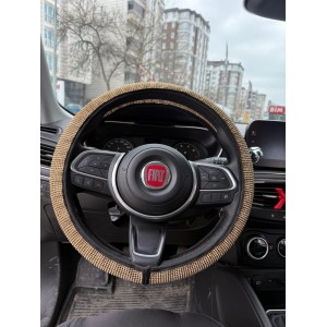 Parlak Kristal Taşlı Geçme Direksiyon Kılıfı 38 cm Altın