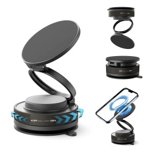 Magsafe Çevirmeli Vantuzlu Manyetik Araç İçi Telefon Tutucu Siyah