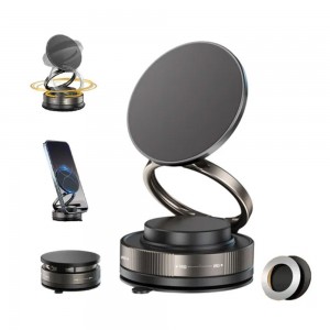 Magsafe Çevirmeli Vantuzlu Manyetik Araç İçi Telefon Tutucu Siyah