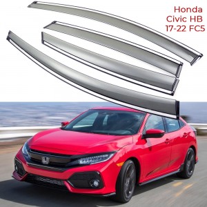 Honda Civic FC5 Hatchback 2017-2022 Uyumlu Kromlu Saydam Cam Rüzgarlığı 4'lü