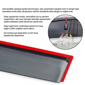 Honda Civic FC5 Hatchback 2017-2022 Uyumlu Kromlu Saydam Cam Rüzgarlığı 4'lü