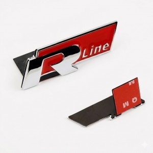 Volkswagen Uyumlu R Line Metal Ön Panjur Logo Amblemi Kırmızı Krom