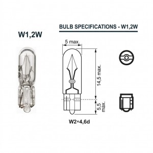 Trifa T5 Dipsiz Gösterge Ampulü 12V 1.2W 1 Adet