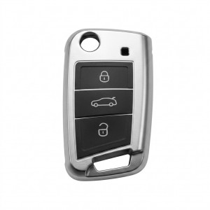 Volkswagen Polo 2018 Uyumlu Sustalı Uyumlu Silikon Oto Anahtar Kumanda Kabı Kılıf Gri