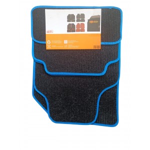 Oto Halı Paspas Hasır Universal 5 Parça Siyah Mavi Biyeli