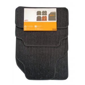 Oto Halı Paspas Hasır Universal 5 Parça Siyah Siyah Biyeli