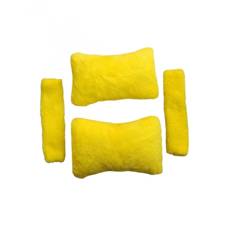 Peluş Ortopedik Araba Seyahat Boyun Yastığı Emniyet Kemer Pedi Seti Sarı Peluş Ortopedik Araba Seyahat Boyun Yastığı Emniyet Kemer Pedi Seti Sarı