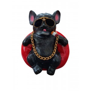 Pitbull Biblo Köpek Oturan Model  Torpido Üstü Araç İçi Süs Siyah