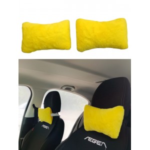 Yumuşak Peluşlu Ortopedik Araba Seyahat Boyun Yastığı 2'li Sarı