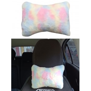 Yumuşak Peluşlu Ortopedik Araba Seyahat Boyun Yastığı Tekli Gökkuşağı