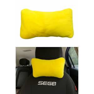 Yumuşak Peluşlu Ortopedik Araba Seyahat Boyun Yastığı Tekli Sarı