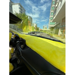 Yumuşak Tüylü Oto Torpido Bagaj Üstü Örtü Peluş Halı Sarı 130x40cm